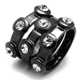 LO3916 - TIN Cobalt Black Brass Ring with Top Grade Crystal in Clear - Alamode - Flyclothing LLC