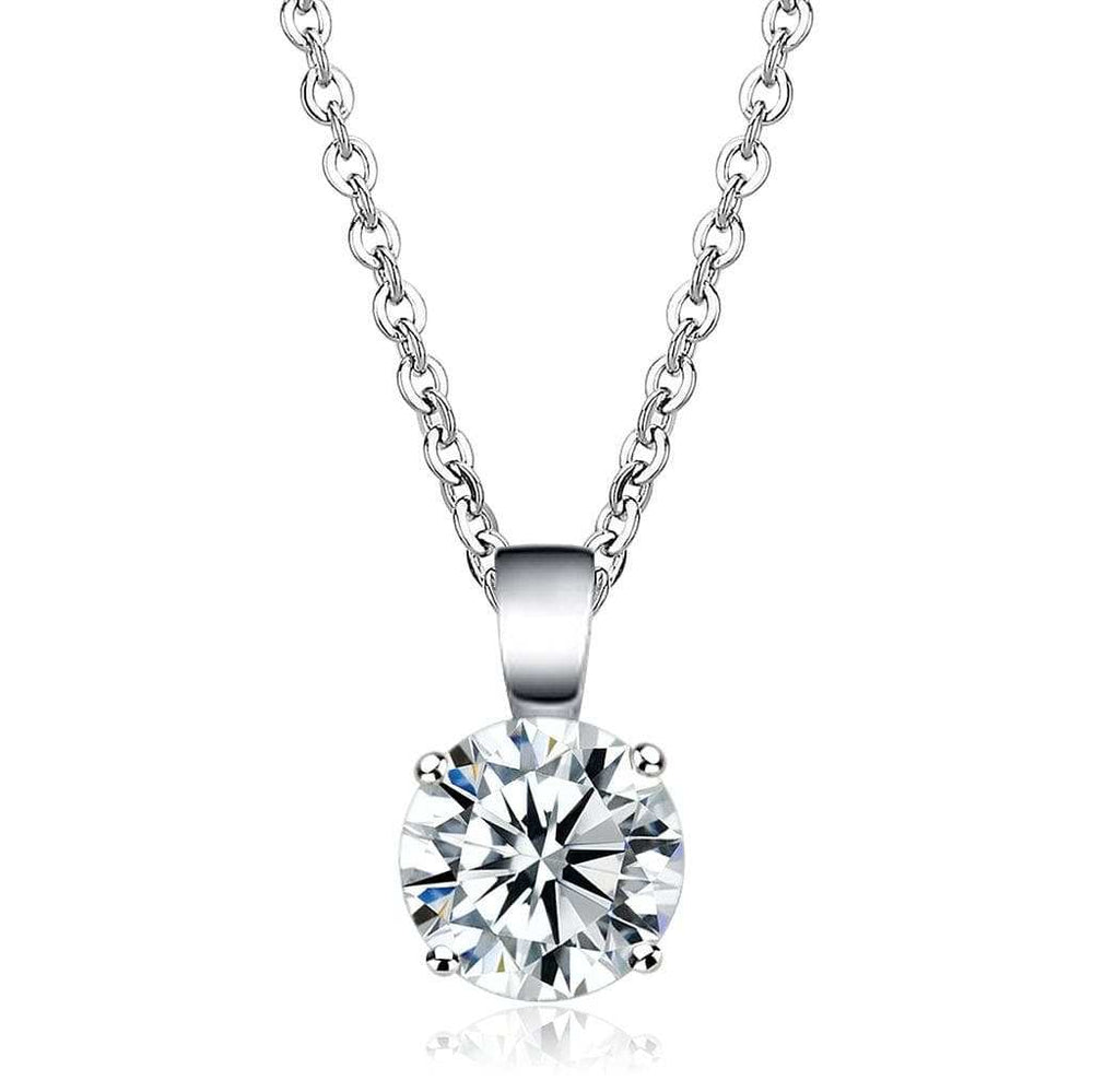 LO3933 - Rhodium Brass Chain Pendant with AAA Grade CZ in Clear - Alamode - Flyclothing LLC