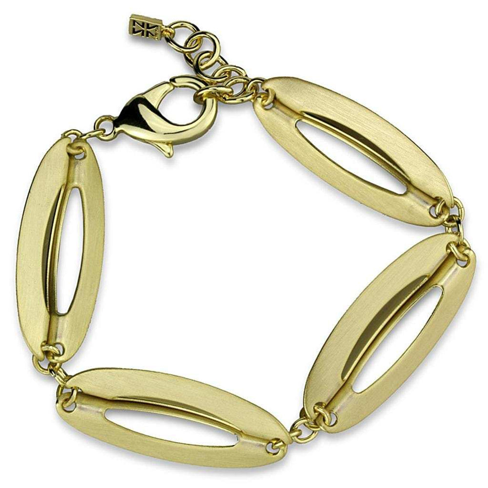 LO3941 - Gold & Brush Brass Bracelet with No Stone - Alamode - Flyclothing LLC