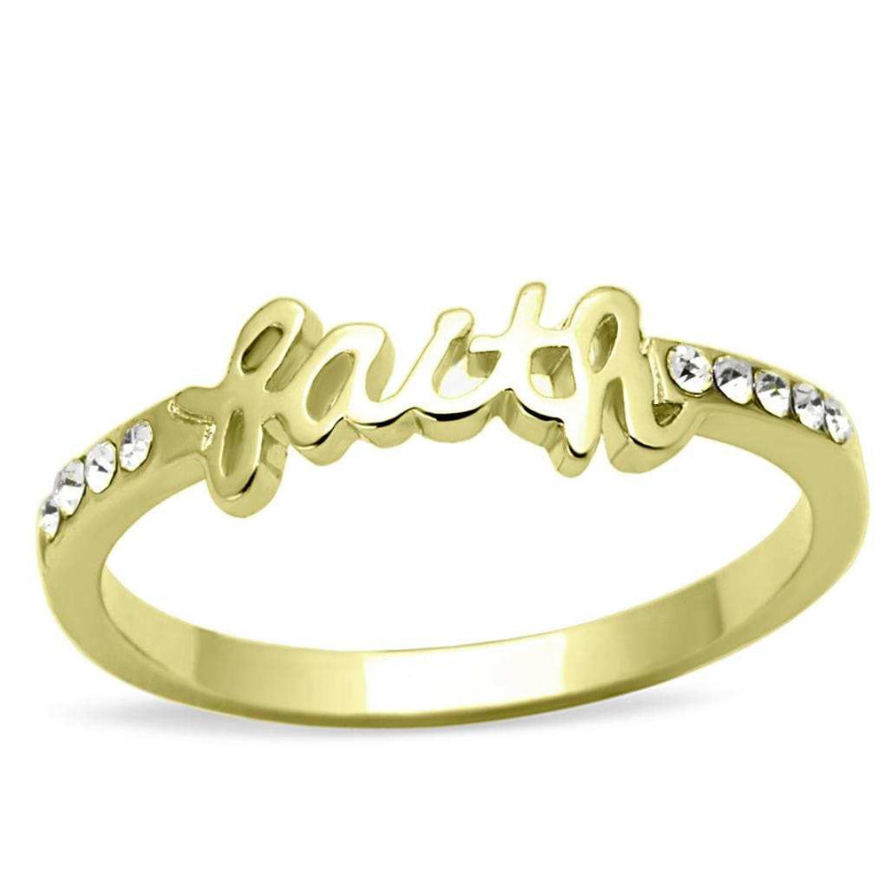 LO3967 - Flash Gold Brass Ring with Top Grade Crystal in Clear - Alamode - Flyclothing LLC