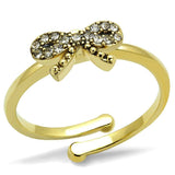 LO4042 - Flash Gold Brass Ring with Top Grade Crystal in Clear - Alamode - Flyclothing LLC