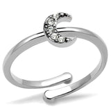 LO4045 - Rhodium Brass Ring with Top Grade Crystal in Clear - Alamode - Flyclothing LLC