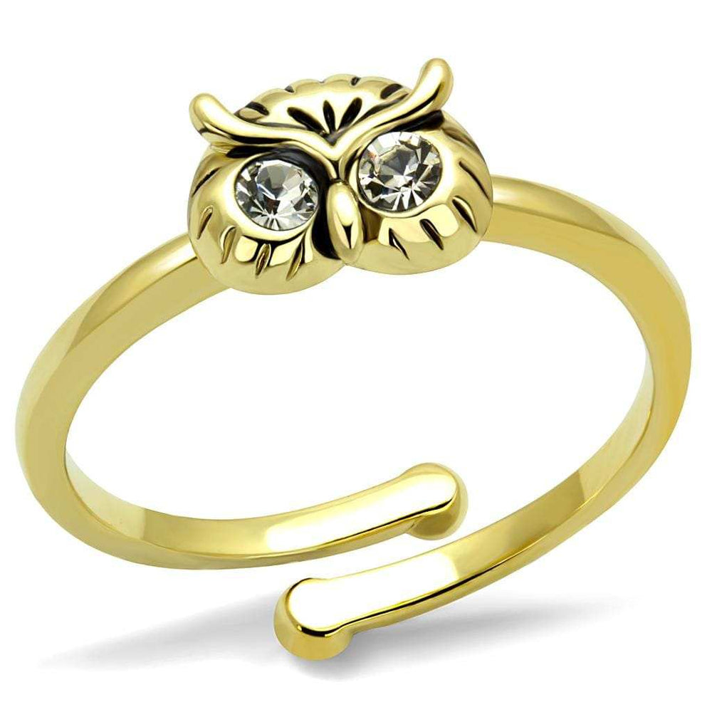 LO4050 - Flash Gold Brass Ring with Top Grade Crystal in Clear - Alamode - Flyclothing LLC