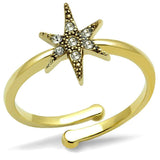 LO4052 - Flash Gold Brass Ring with Top Grade Crystal in Clear - Alamode - Flyclothing LLC