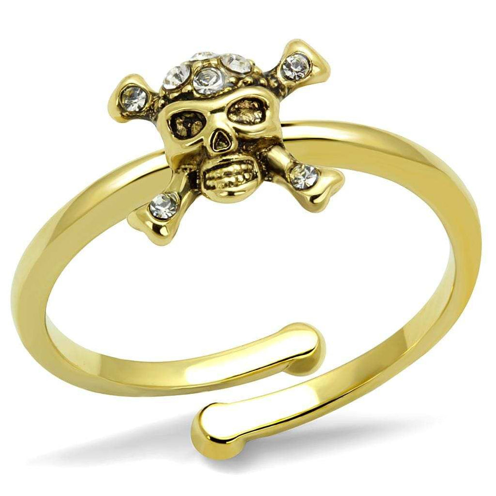 LO4056 - Flash Gold Brass Ring with Top Grade Crystal in Clear - Alamode - Flyclothing LLC