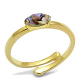 LO4062 - Flash Gold Brass Ring with Precious Stone Conch in Multi Color - Alamode - Flyclothing LLC
