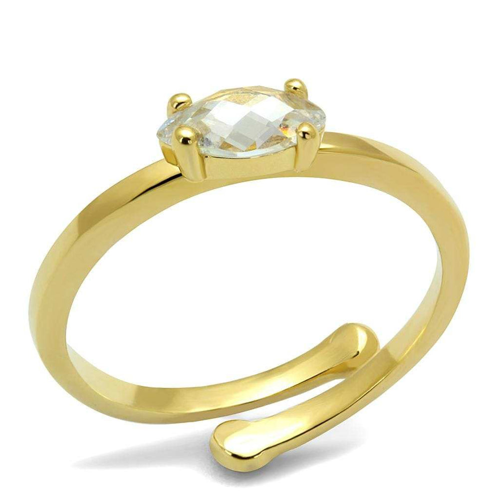 LO4067 - Flash Gold Brass Ring with AAA Grade CZ in Clear - Alamode - Flyclothing LLC