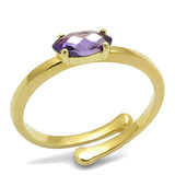 LO4068 - Flash Gold Brass Ring with AAA Grade CZ in Amethyst - Alamode - Flyclothing LLC