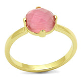 LO4075 - Flash Gold Brass Ring with Synthetic Cat Eye in Rose - Alamode - Flyclothing LLC