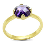 LO4076 - Flash Gold Brass Ring with AAA Grade CZ in Amethyst - Alamode - Flyclothing LLC
