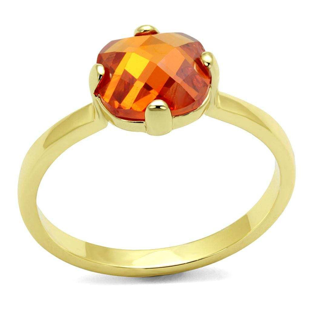 LO4079 - Flash Gold Brass Ring with AAA Grade CZ in Orange - Alamode - Flyclothing LLC