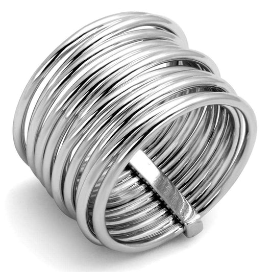 LO4082 - Rhodium Brass Ring with No Stone - Alamode - Flyclothing LLC