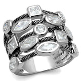 LO4083 - Rhodium Brass Ring with AAA Grade CZ in Clear - Alamode - Flyclothing LLC