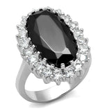 LO4094 - Rhodium Brass Ring with AAA Grade CZ in Black Diamond - Alamode - Flyclothing LLC