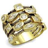LO4096 - Gold Brass Ring with AAA Grade CZ in Clear - Alamode - Flyclothing LLC