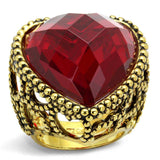 LO4102 - Gold Brass Ring with Synthetic Synthetic Glass in Garnet - Alamode - Flyclothing LLC