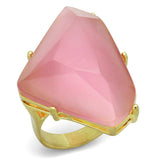 LO4104 - Gold & Brush Brass Ring with Synthetic Cat Eye in Rose - Alamode - Flyclothing LLC