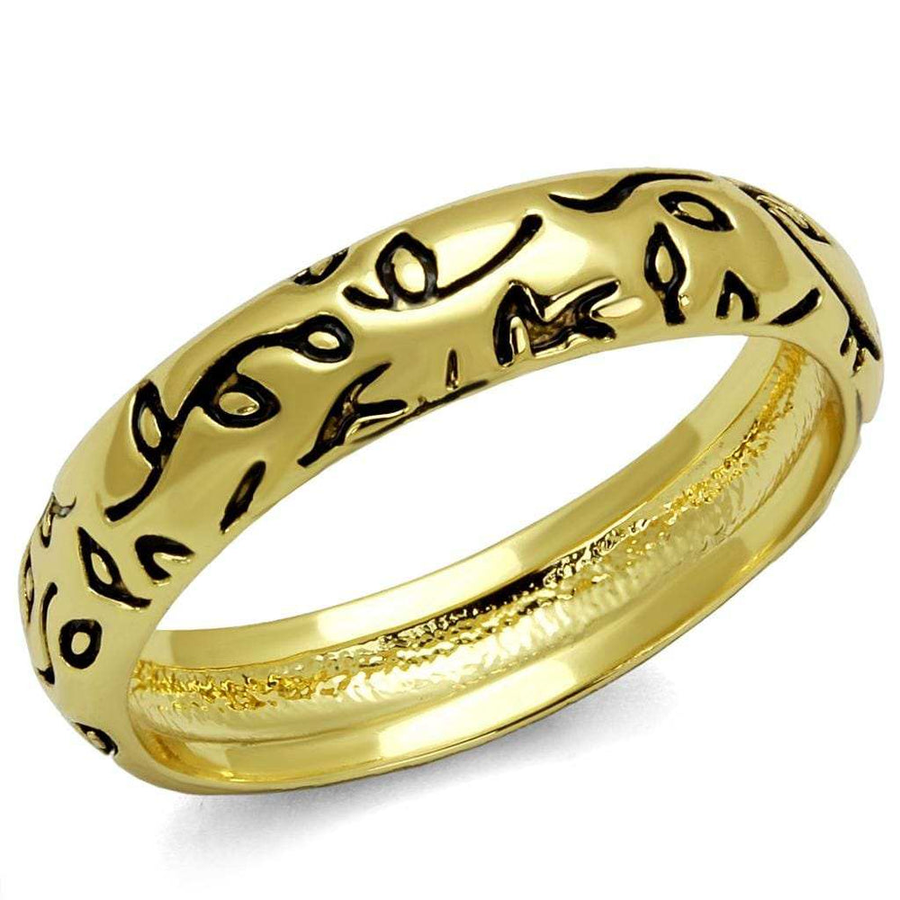LO4106 - Gold Brass Ring with Epoxy in Jet - Alamode - Flyclothing LLC