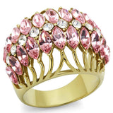 LO4108 - IP Gold(Ion Plating) Brass Ring with Top Grade Crystal in Rose - Alamode - Flyclothing LLC