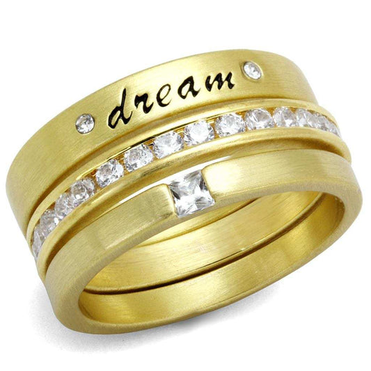 LO4114 - Gold Brass Ring with AAA Grade CZ in Clear - Alamode - Flyclothing LLC