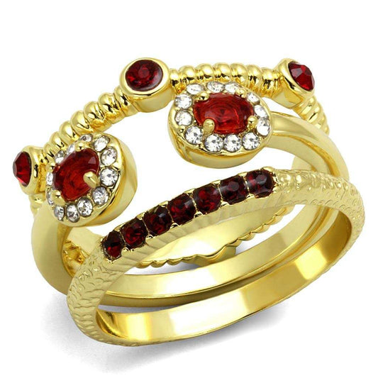 LO4116 - Gold Brass Ring with Top Grade Crystal in Siam - Alamode - Flyclothing LLC