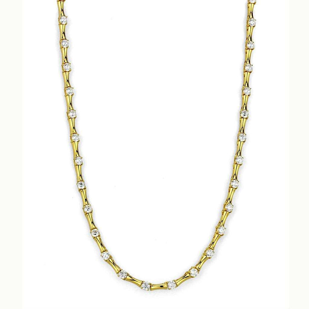 LO4123 - Gold Brass Necklace with AAA Grade CZ in Clear - Alamode - Flyclothing LLC
