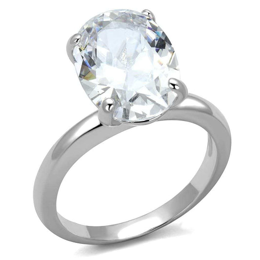 LO4124 - Rhodium Brass Ring with AAA Grade CZ in Clear - Alamode - Flyclothing LLC
