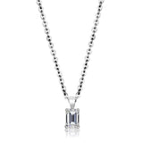 LO4127 - Rhodium Brass Chain Pendant with AAA Grade CZ in Clear - Alamode - Flyclothing LLC