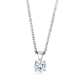 LO4129 - Rhodium Brass Chain Pendant with AAA Grade CZ in Clear - Alamode - Flyclothing LLC