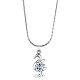 LO4149 - Rhodium Brass Chain Pendant with AAA Grade CZ in Clear - Alamode - Flyclothing LLC