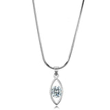 LO4157 - Rhodium Brass Chain Pendant with AAA Grade CZ in Clear - Alamode - Flyclothing LLC