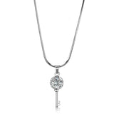 LO4158 - Rhodium Brass Chain Pendant with AAA Grade CZ in Clear - Alamode - Flyclothing LLC