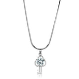 LO4161 - Rhodium Brass Chain Pendant with AAA Grade CZ in Clear - Alamode - Flyclothing LLC