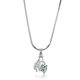 LO4163 - Rhodium Brass Chain Pendant with AAA Grade CZ in Clear - Alamode - Flyclothing LLC