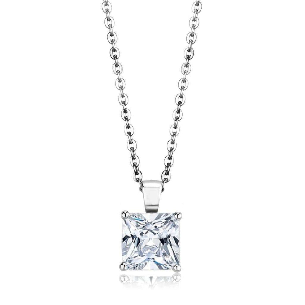 LO4173 - Rhodium Brass Chain Pendant with AAA Grade CZ in Clear - Alamode - Flyclothing LLC