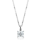 LO4174 - Rhodium Brass Chain Pendant with AAA Grade CZ in Clear - Alamode - Flyclothing LLC