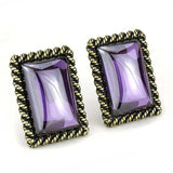 LO4178 - Antique Copper Brass Earrings with AAA Grade CZ in Amethyst - Alamode - Flyclothing LLC