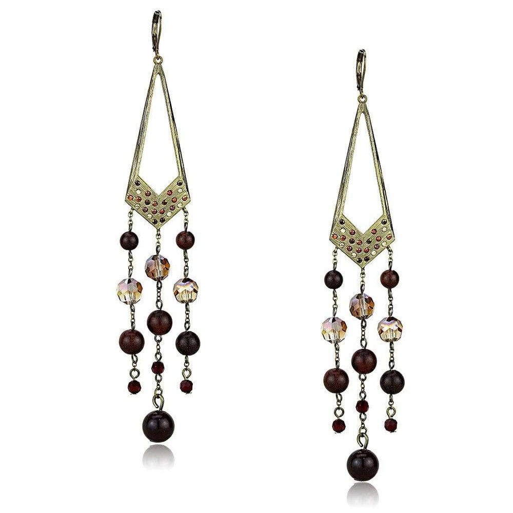 LO4186 - Antique Copper Brass Earrings with Assorted in Multi Color - Alamode - Flyclothing LLC