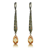 LO4189 - Antique Copper Brass Earrings with Top Grade Crystal in Champagne - Alamode - Flyclothing LLC