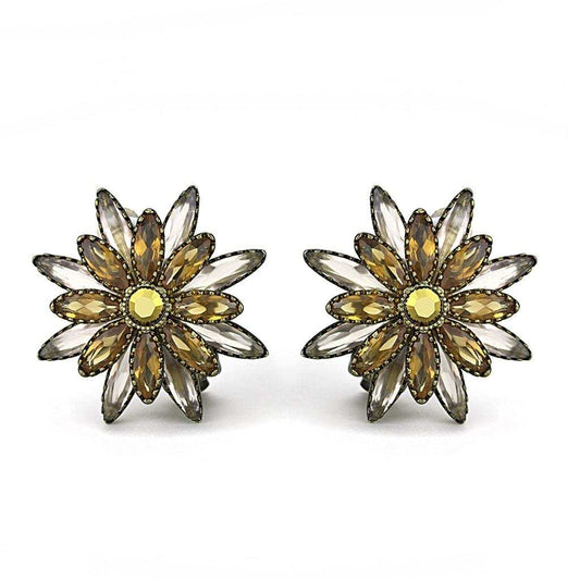 LO4200 - Antique Copper Brass Earrings with Synthetic Synthetic Glass in Multi Color - Alamode - Flyclothing LLC