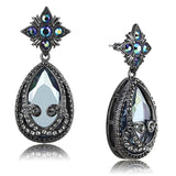 LO4201 - TIN Cobalt Black Brass Earrings with AAA Grade CZ in Clear - Alamode - Flyclothing LLC