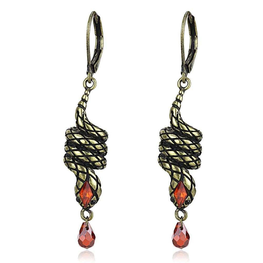 LO4205 - Antique Copper Brass Earrings with AAA Grade CZ in Garnet - Alamode - Flyclothing LLC