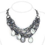 LO4211 - TIN Cobalt Black Brass Necklace with AAA Grade CZ in Clear - Alamode - Flyclothing LLC