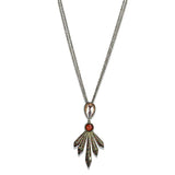 LO4216 - Antique Copper Brass Necklace with Synthetic Synthetic Glass in Champagne - Alamode - Flyclothing LLC
