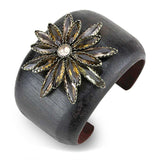 LO4220 - Antique Copper Brass Bangle with Synthetic Synthetic Stone in Champagne - Alamode - Flyclothing LLC