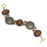 LO4221 - Antique Copper Brass Bracelet with Synthetic Synthetic Stone in Smoked Quartz - Alamode - Flyclothing LLC