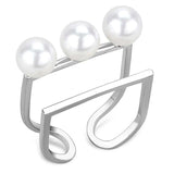 LO4253 - Rhodium Brass Ring with Synthetic Pearl in White - Alamode - Flyclothing LLC