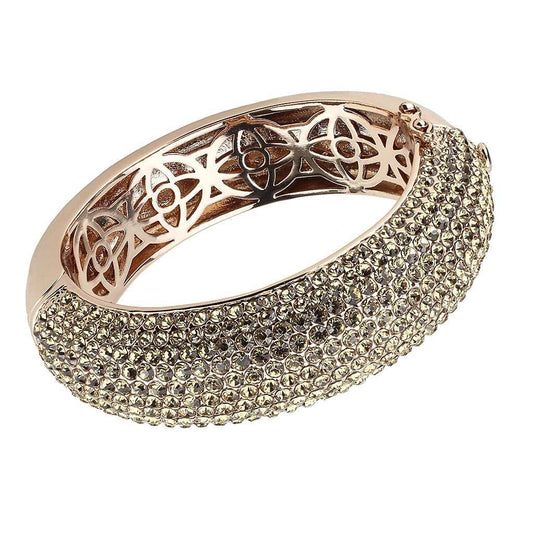 LO4270 - Rose Gold+e-coating Brass Bangle with Top Grade Crystal in Citrine Yellow - Alamode - Flyclothing LLC