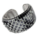 LO4272 - Rhodium Brass Bangle with Top Grade Crystal in Black Diamond - Alamode - Flyclothing LLC