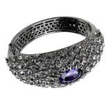 LO4275 - TIN Cobalt Black Brass Bangle with AAA Grade CZ in Tanzanite - Alamode - Flyclothing LLC